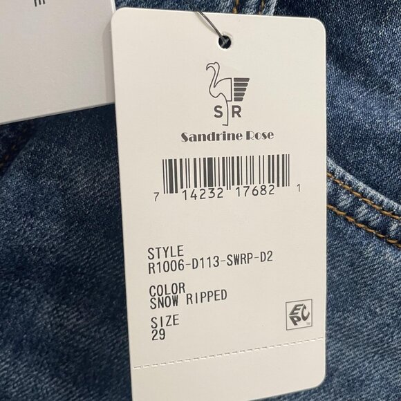 Sandrine Rose Jeans Womens 29 Blue Snow Ripped Button Fly Straight Distressed - Picture 9 of 13